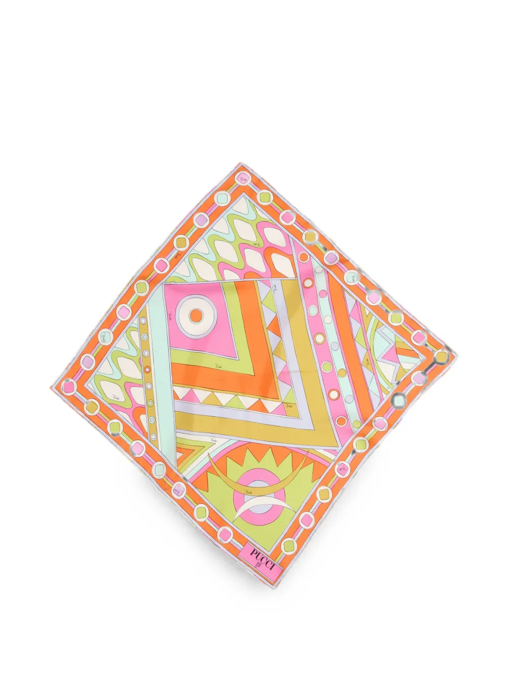 PUCCI Vivara-print small silk carrè - Orange