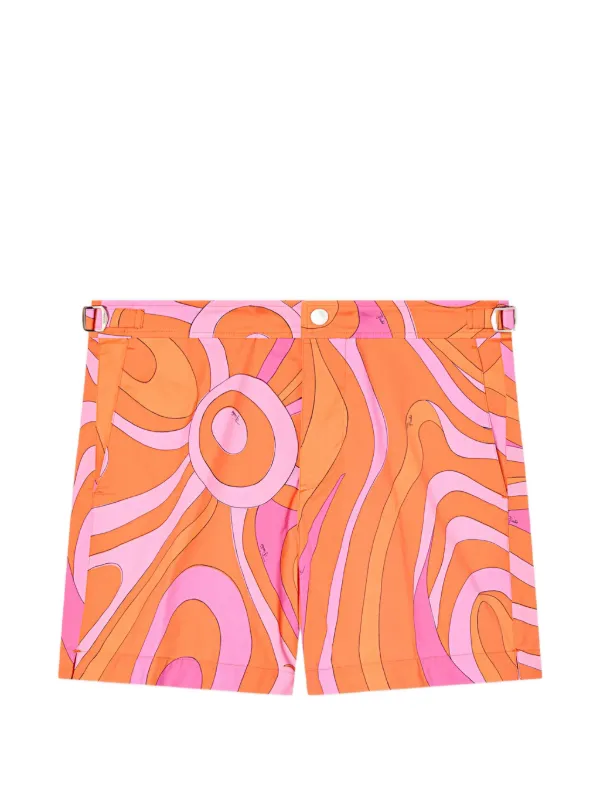 Pucci Marmo-print Swim Shorts in Orange