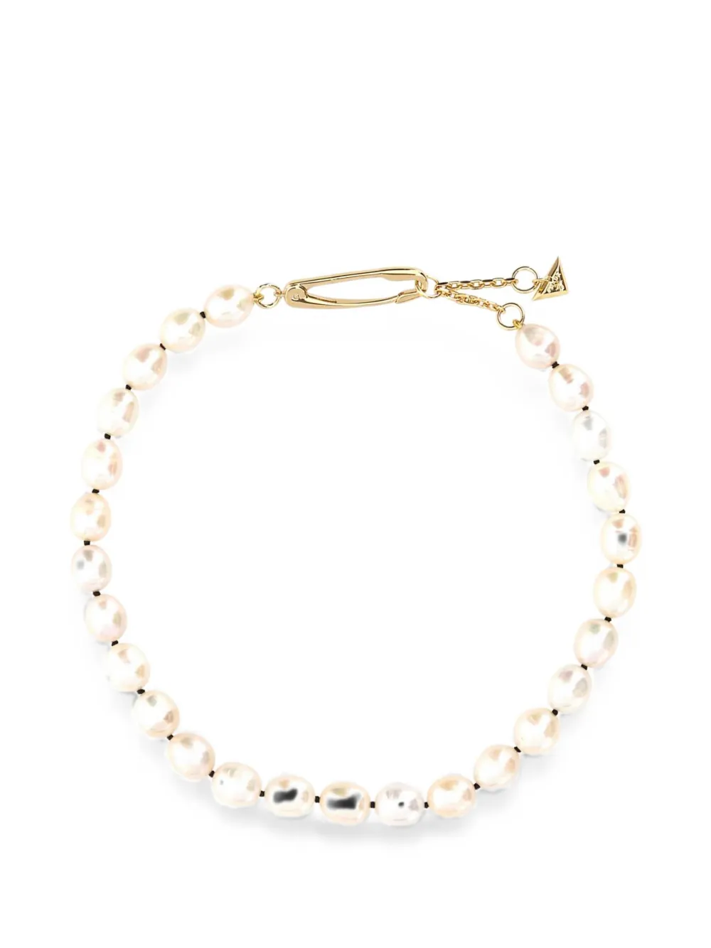 Prada pearl-embellished safety-pin necklace - Oro