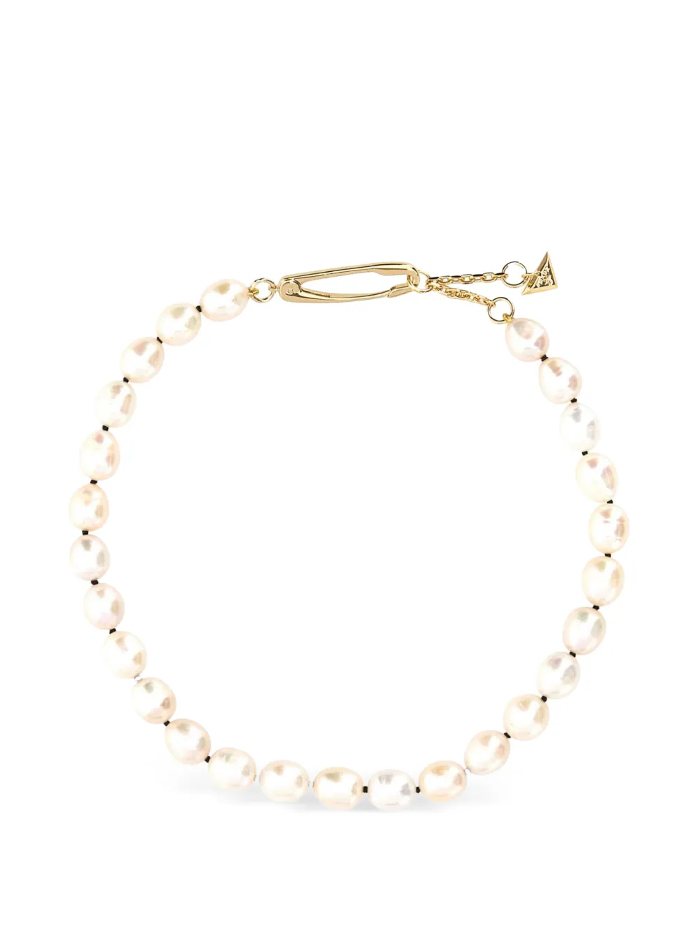 Prada pearl-embellished safety-pin necklace - Oro