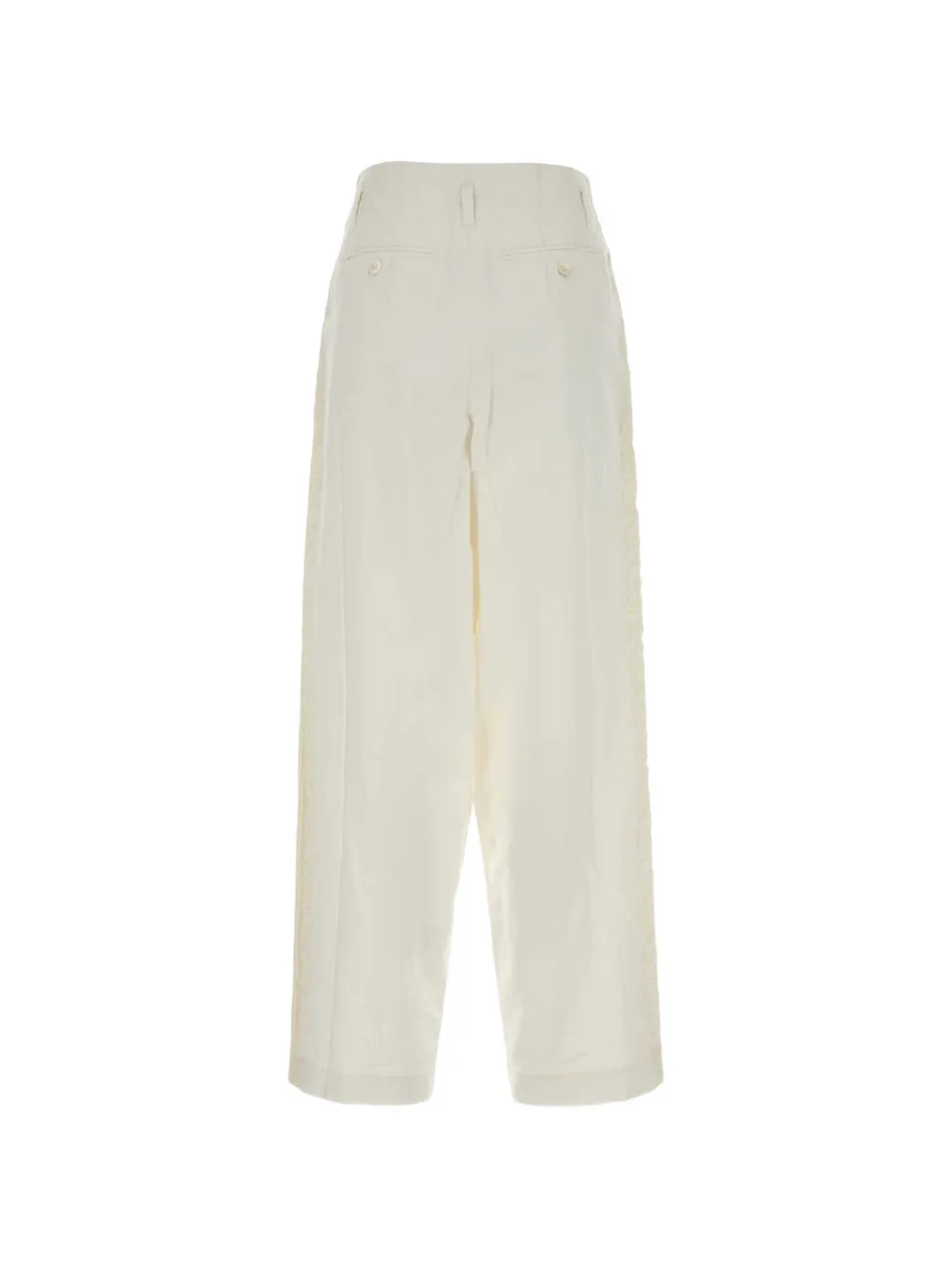 BODE Closerie Murray Embroidered-trim Trousers in White, view 2