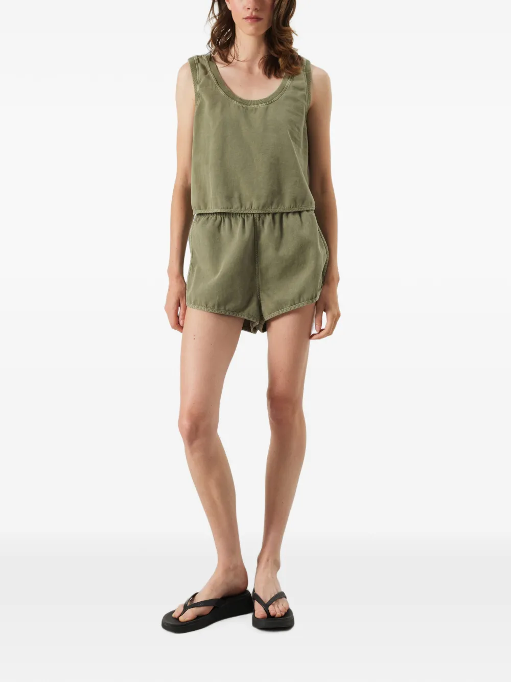 American Vintage Lycaz tanktop met geribbelde afwerking Groen