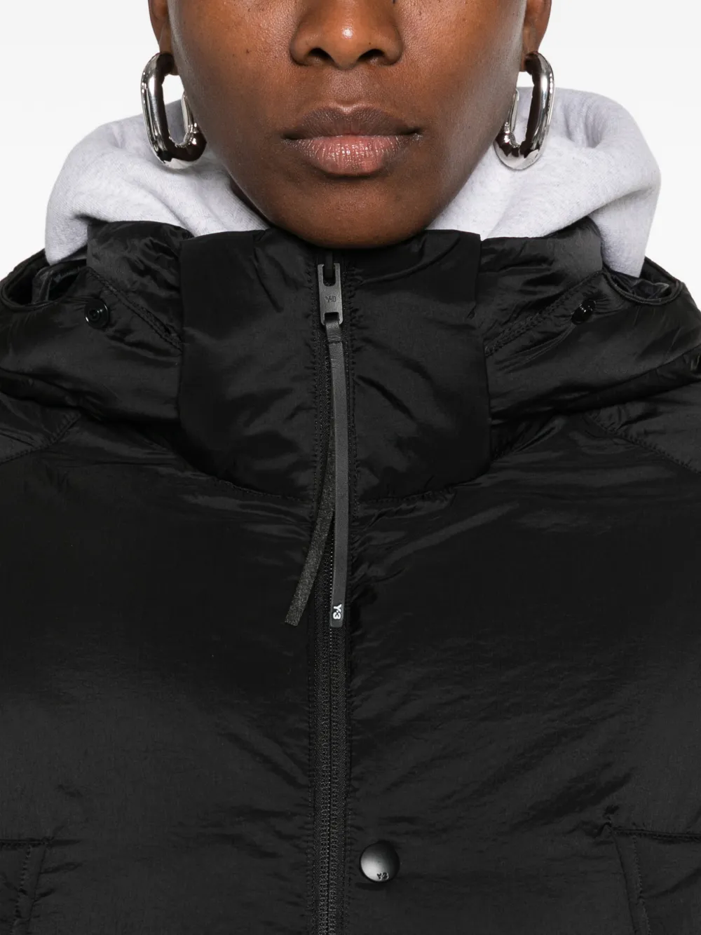 Y-3 hooded puffer jacket Zwart