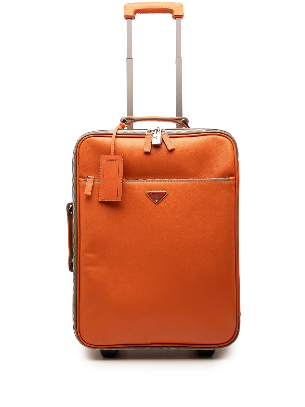 Prada Pre-Owned 2016-2026 Saffiano Carry On Trolley Suitcase travel bag - Arancione