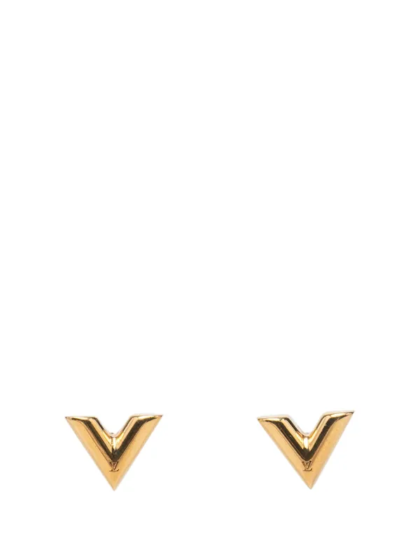 Louis Vuitton Pre-owned 2017 Gold Plated Essential V Stud Earrings Costume Earrings