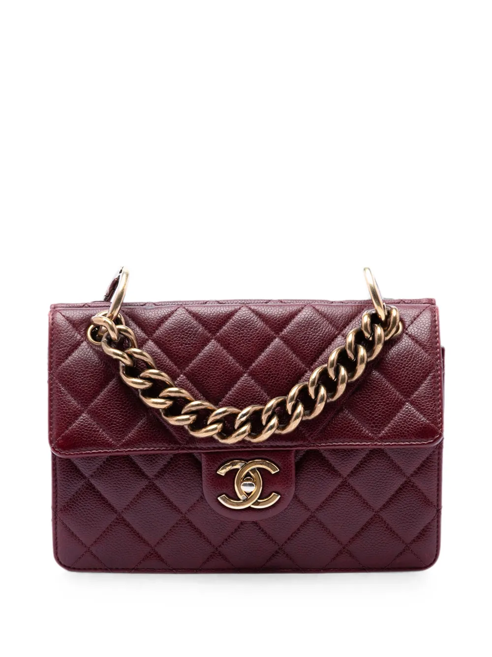 CHANEL Pre-Owned Borsa a spalla Paris-Edinburgh in pelle Caviar con battente 2013-2014 - Rosso