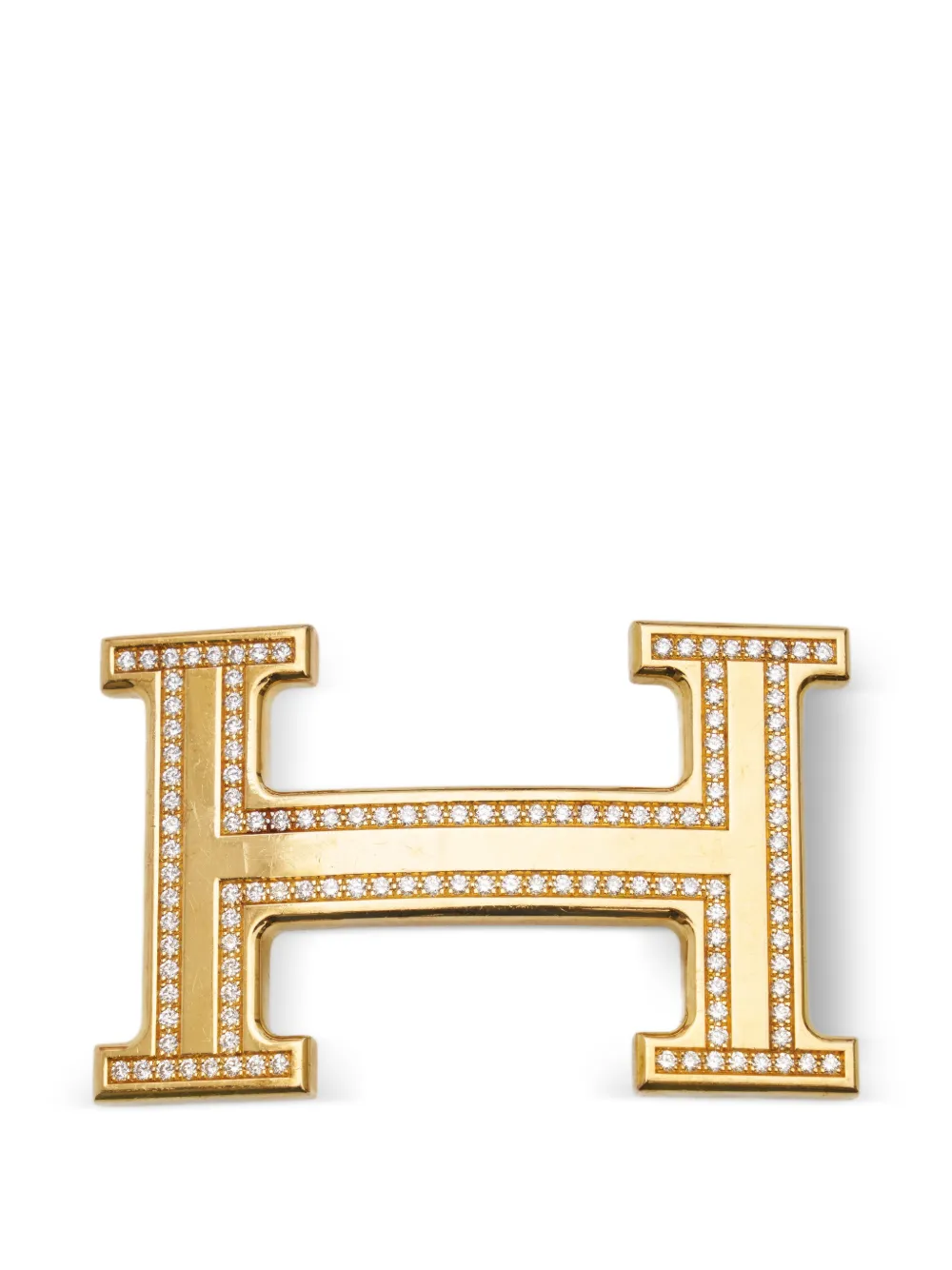 Pre-owned Hermes H-motif Belt Buckle In Gold