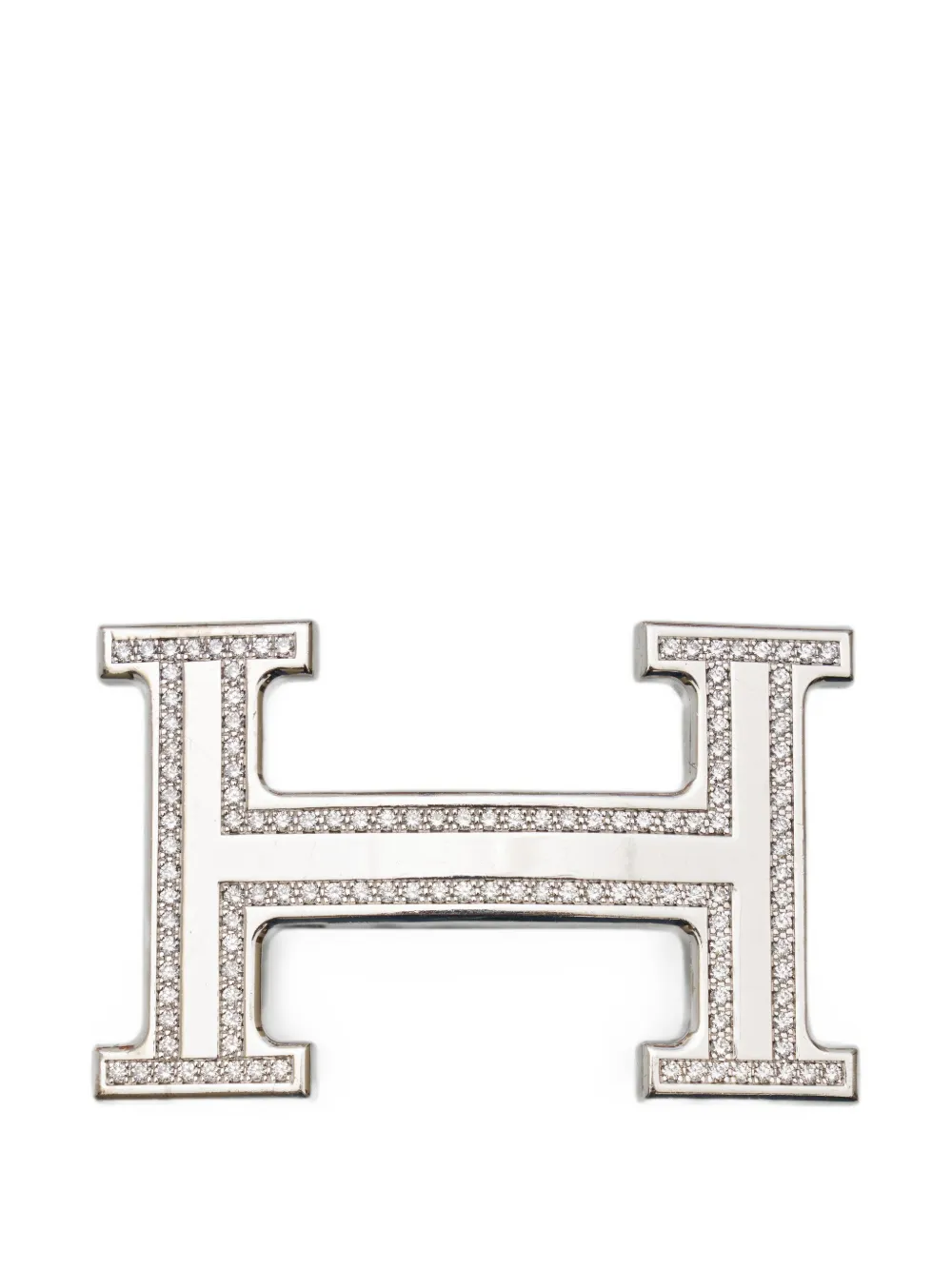 Pre-owned Hermes H-motif Belt Buckle In Silver