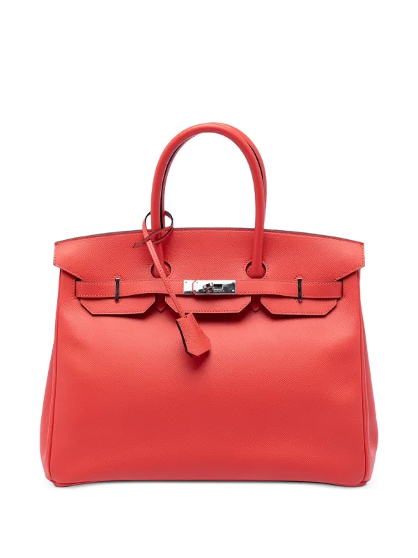 Hermès Pre-owned 2017 35 Birkin Retourne Epsom Tote Bag in Red