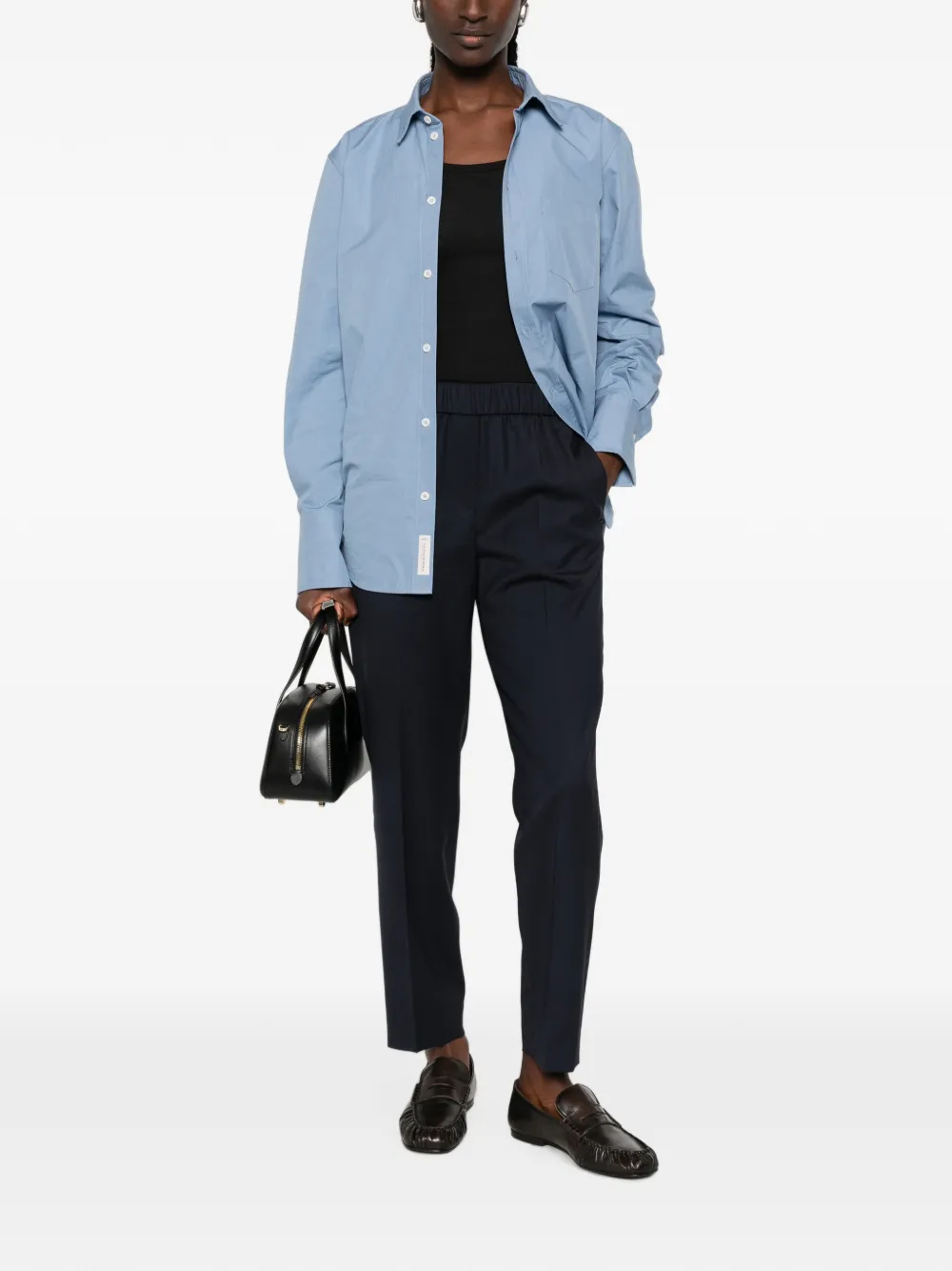 Peserico Broek met elastische taille Blauw