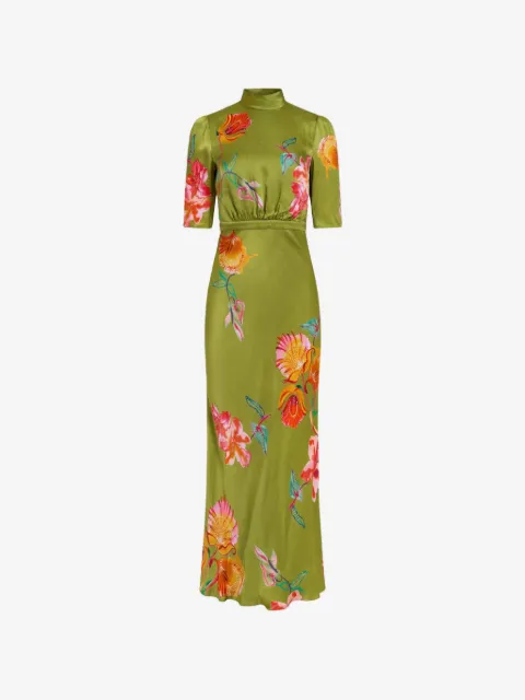 Saloni maxi Adele-B floral-print dress