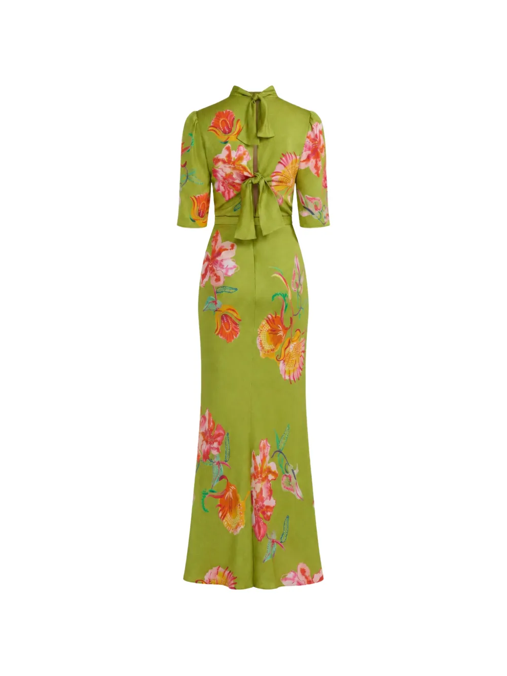 Saloni Maxi Adele-b Floral-print Dress in Green, view 2