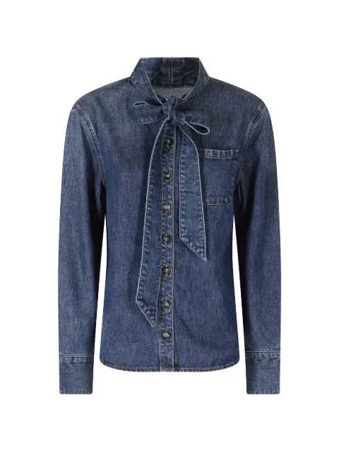 Self-Portrait tie-neck denim shirt