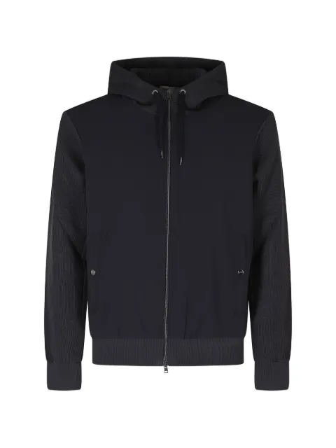 Herno ribbed-knit panelled hooded jacket
