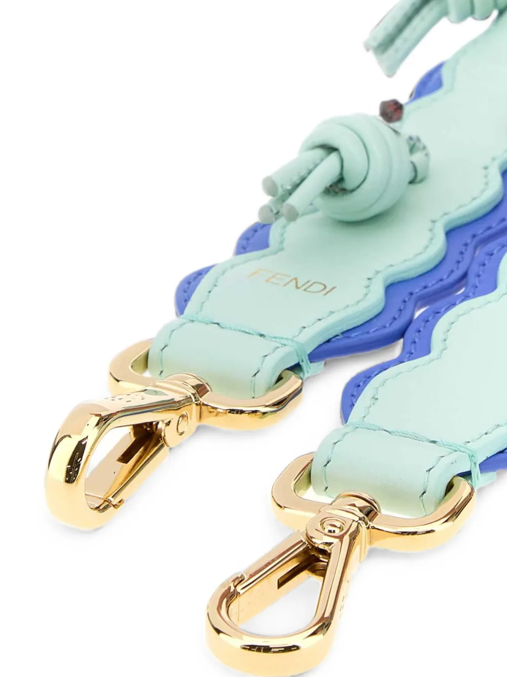 FENDI Strap You gewelfde leren schouderband Blauw