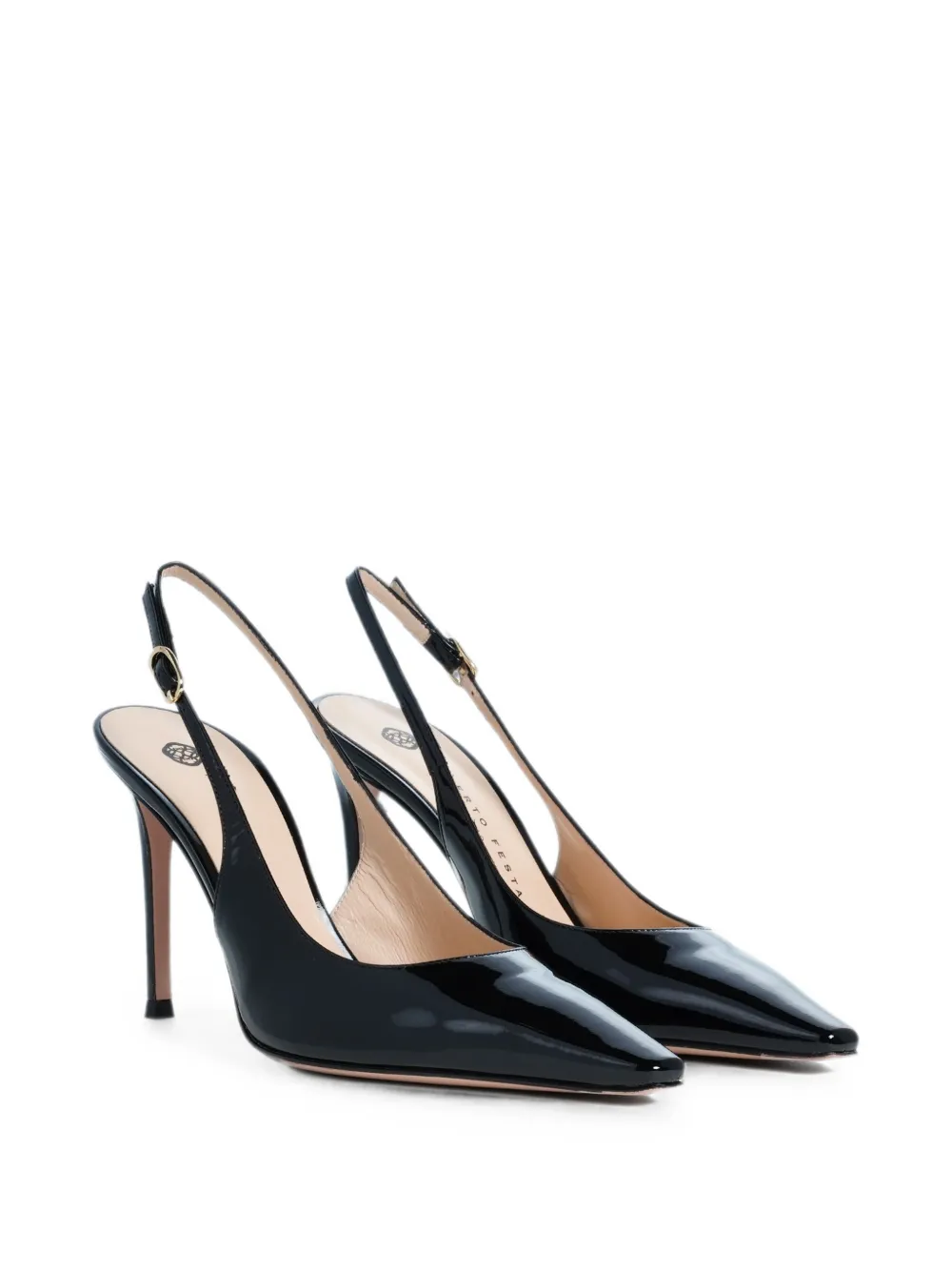 Roberto Festa Klept lakleren slingback pumps Zwart