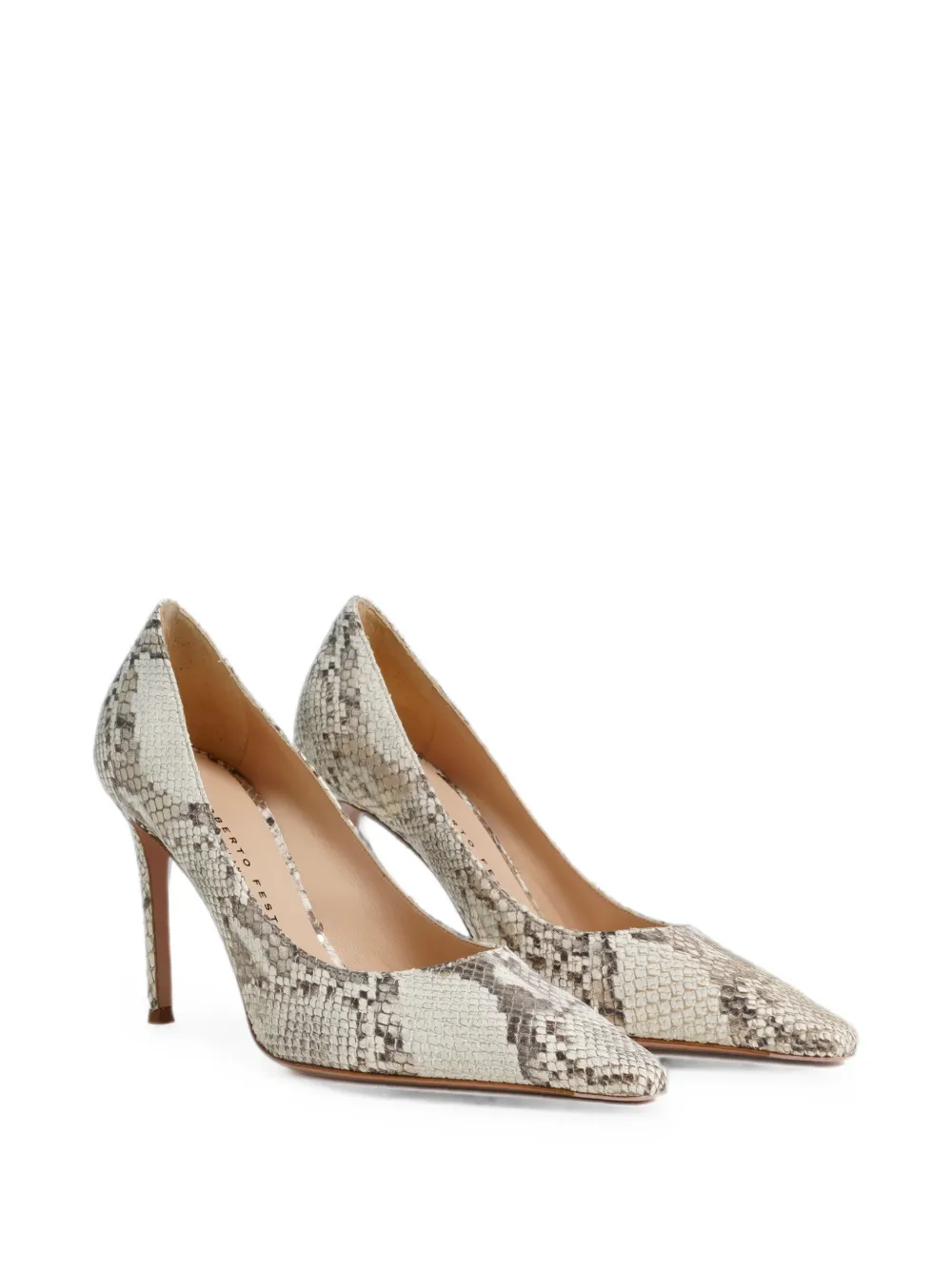 Roberto Festa Elais leren pumps met slangen-effect Grijs