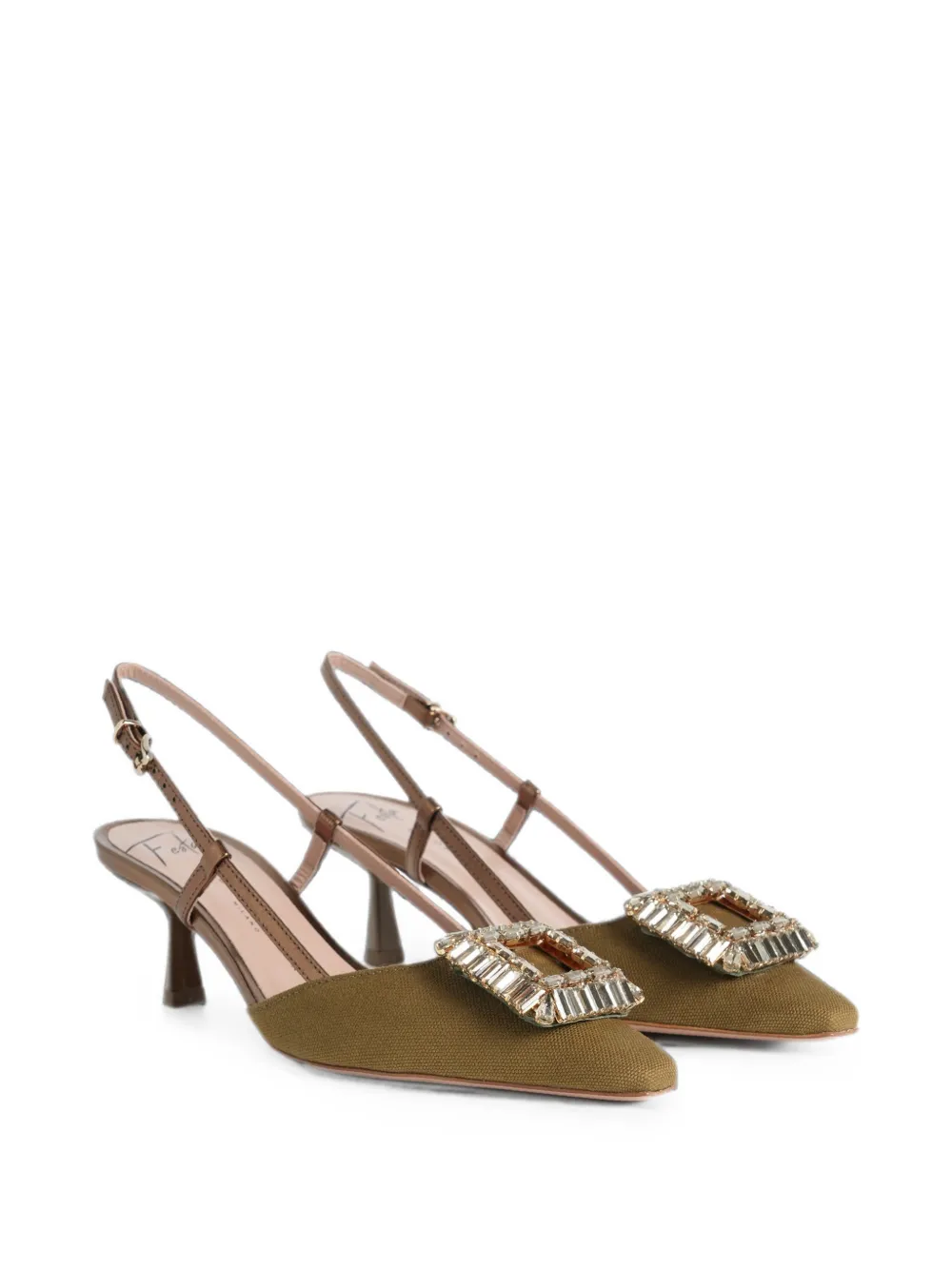Roberto Festa Ingrid slingback pumps verfraaid met stras Groen