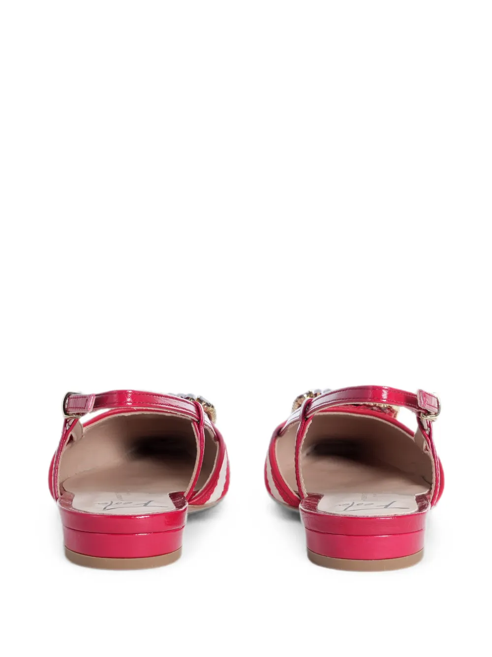 Roberto Festa Mimma rhinestone-embellished striped slingback flat pumps Rood