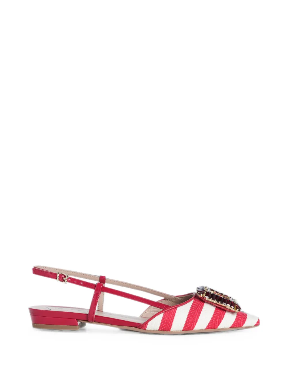 Roberto Festa Mimma rhinestone-embellished striped slingback flat pumps Rood