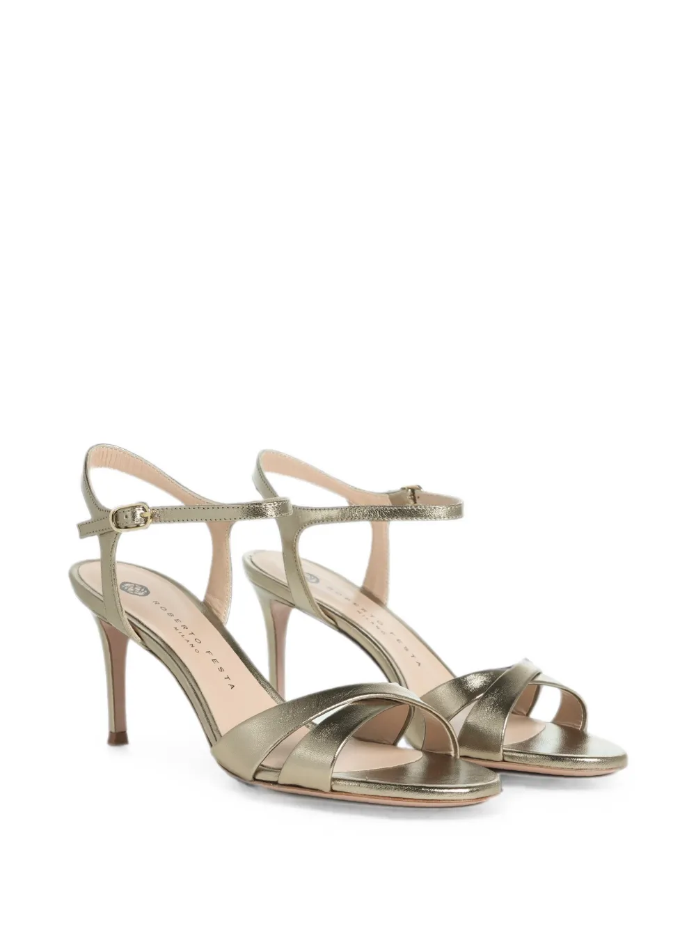 Roberto Festa Romilda laminated-leather heeled sandals Goud
