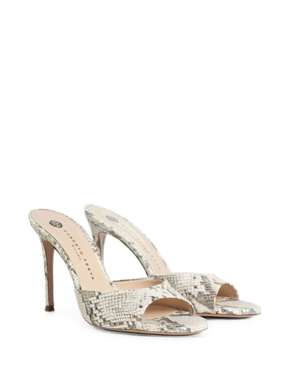 Roberto Festa Ramas python-effect heeled sandals Grijs