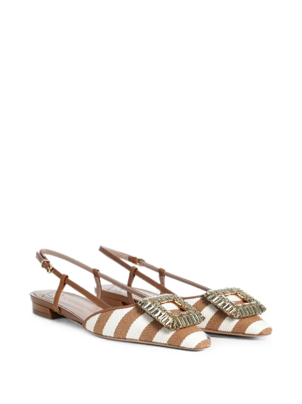 Roberto Festa Mimma crystal-embellished striped flat pumps Wit