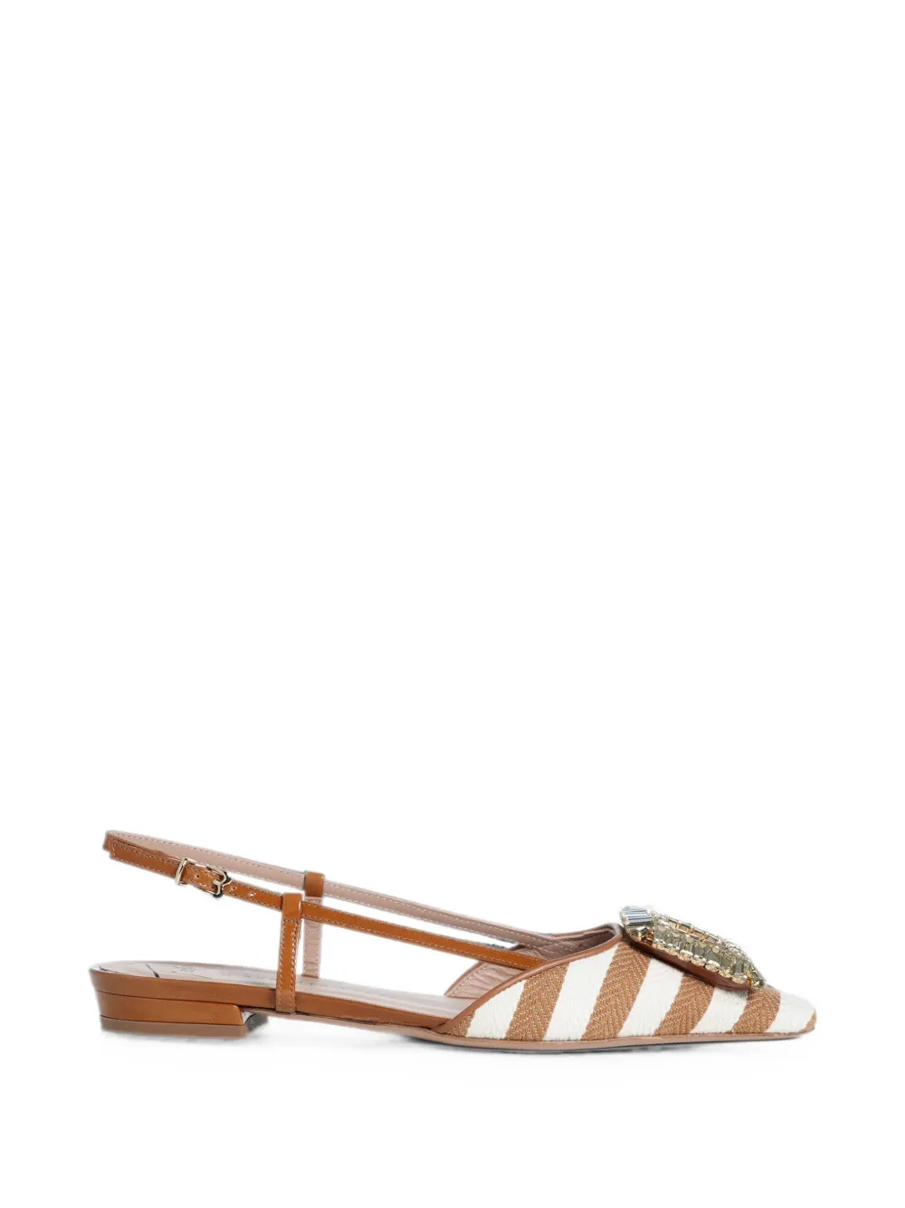 Roberto Festa Mimma crystal-embellished striped flat pumps Wit