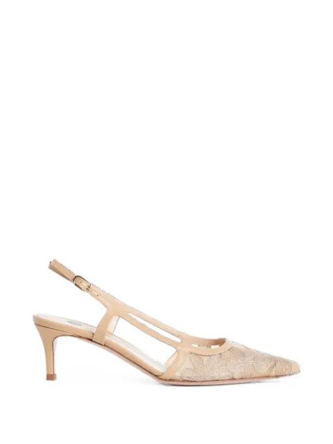 Roberto Festa Sirla floral-embroidered tulle slingback heeled pumps