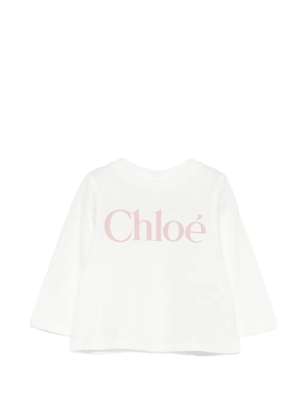 Chloé Babies' Logo-print Long-sleeve T-shirt In White