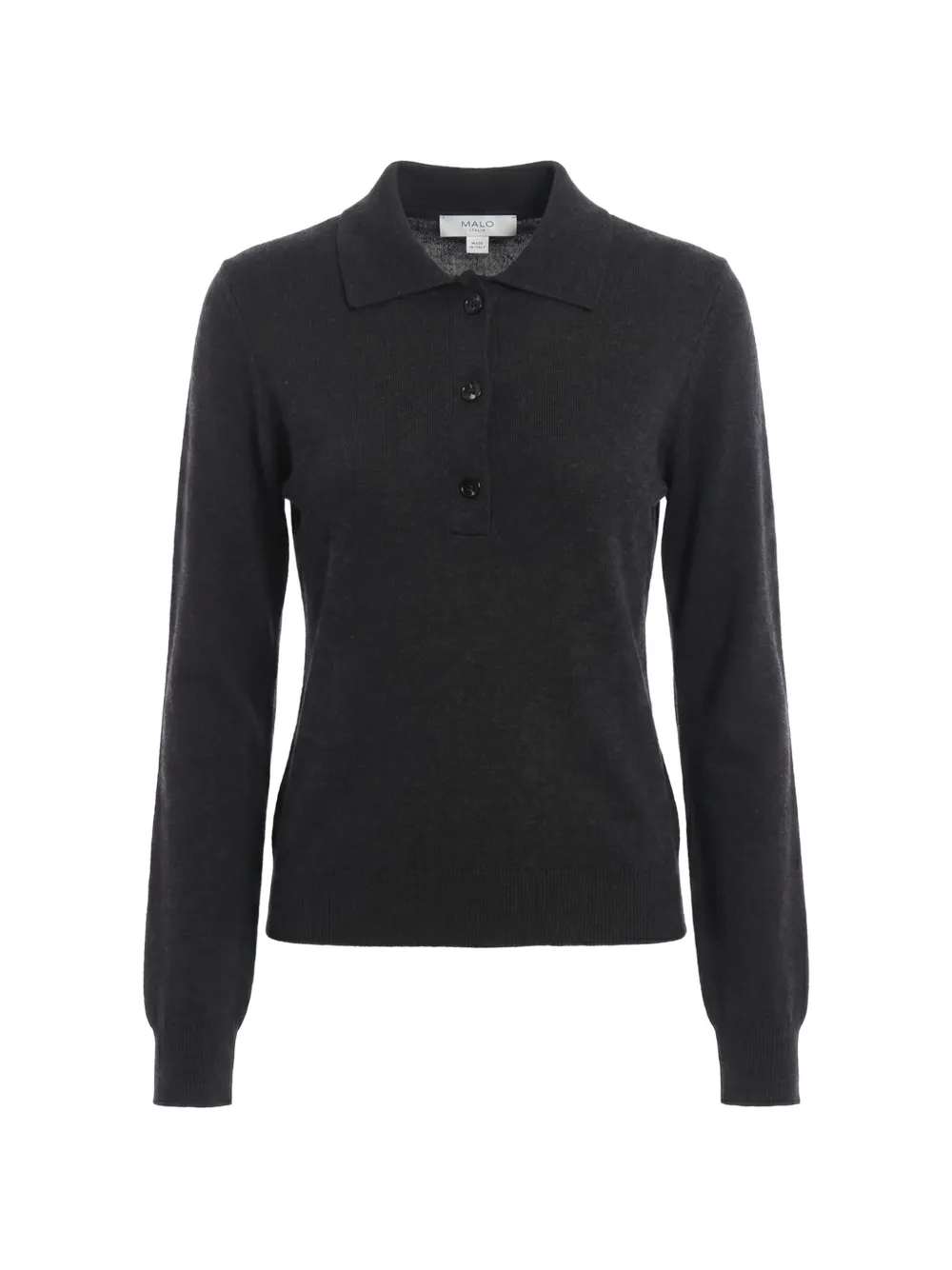 Malo ribbed knitted polo top - Nero