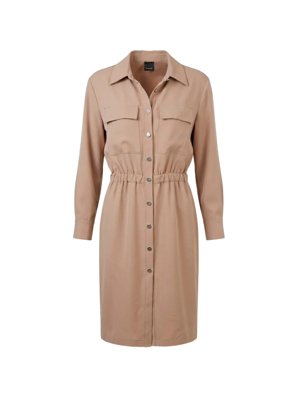 PINKO elasticated-waist midi shirt dress - Nude
