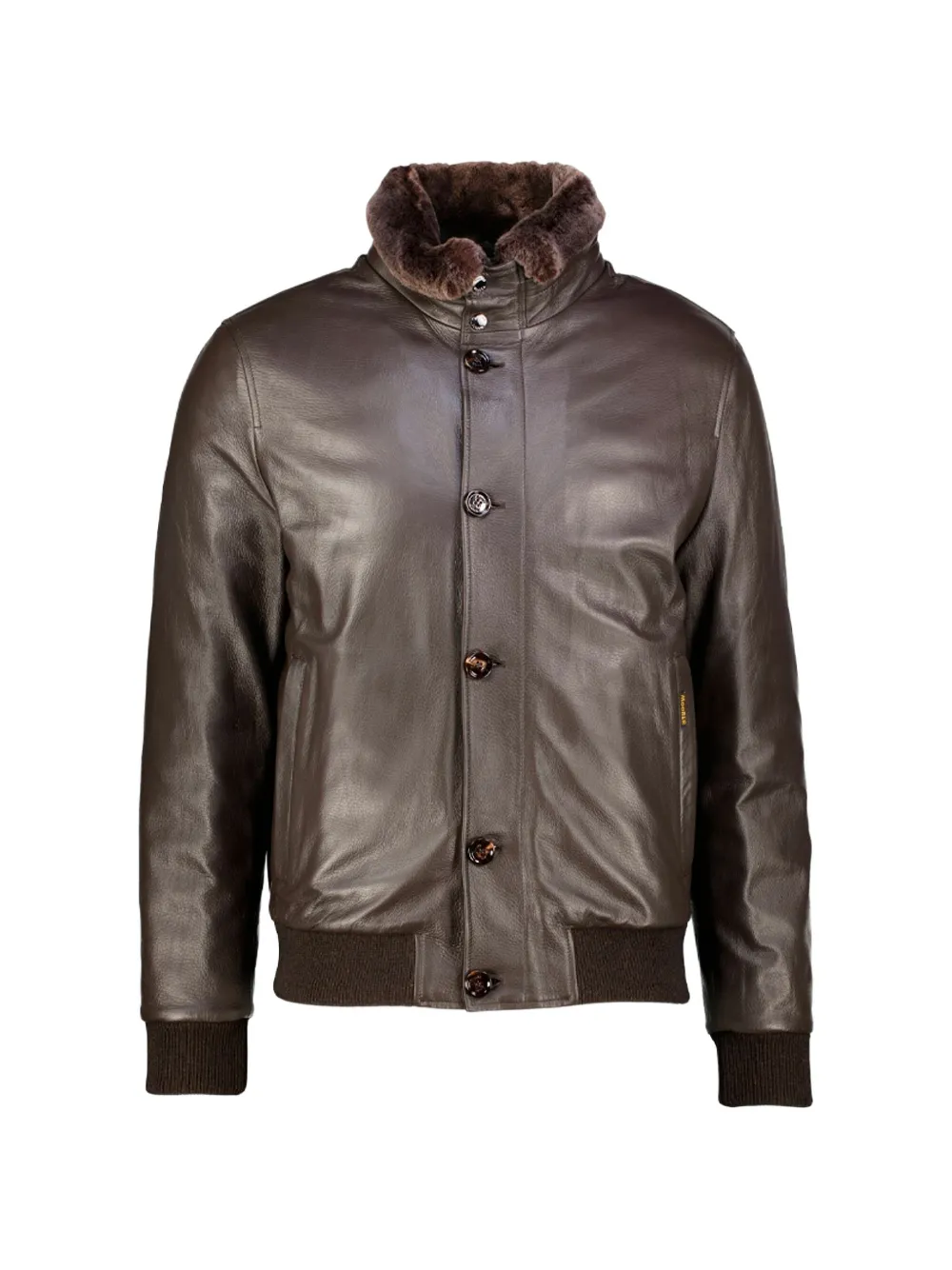 Moorer Cleros-P1 shearling-collar leather jacket - Marrone