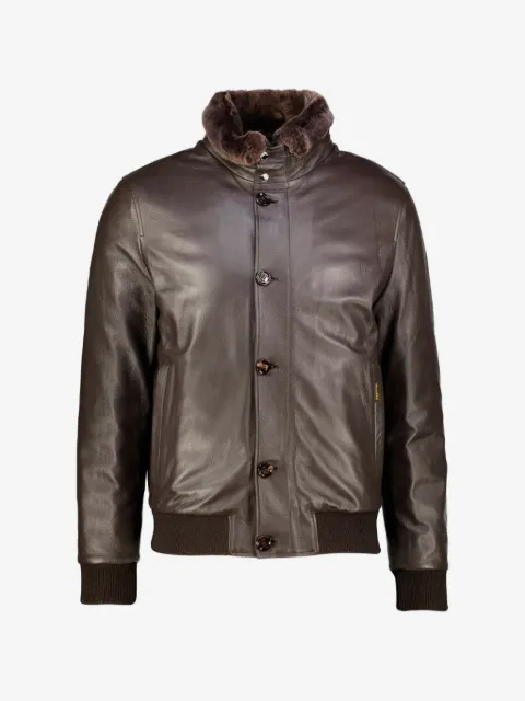 Moorer Cleros-P1 shearling-collar leather jacket
