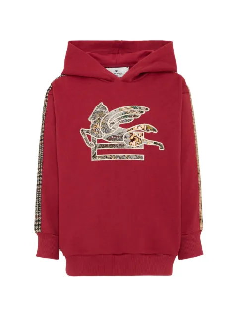 ETRO KIDS hættetrøje med pegasus-broderi og ternet panel
