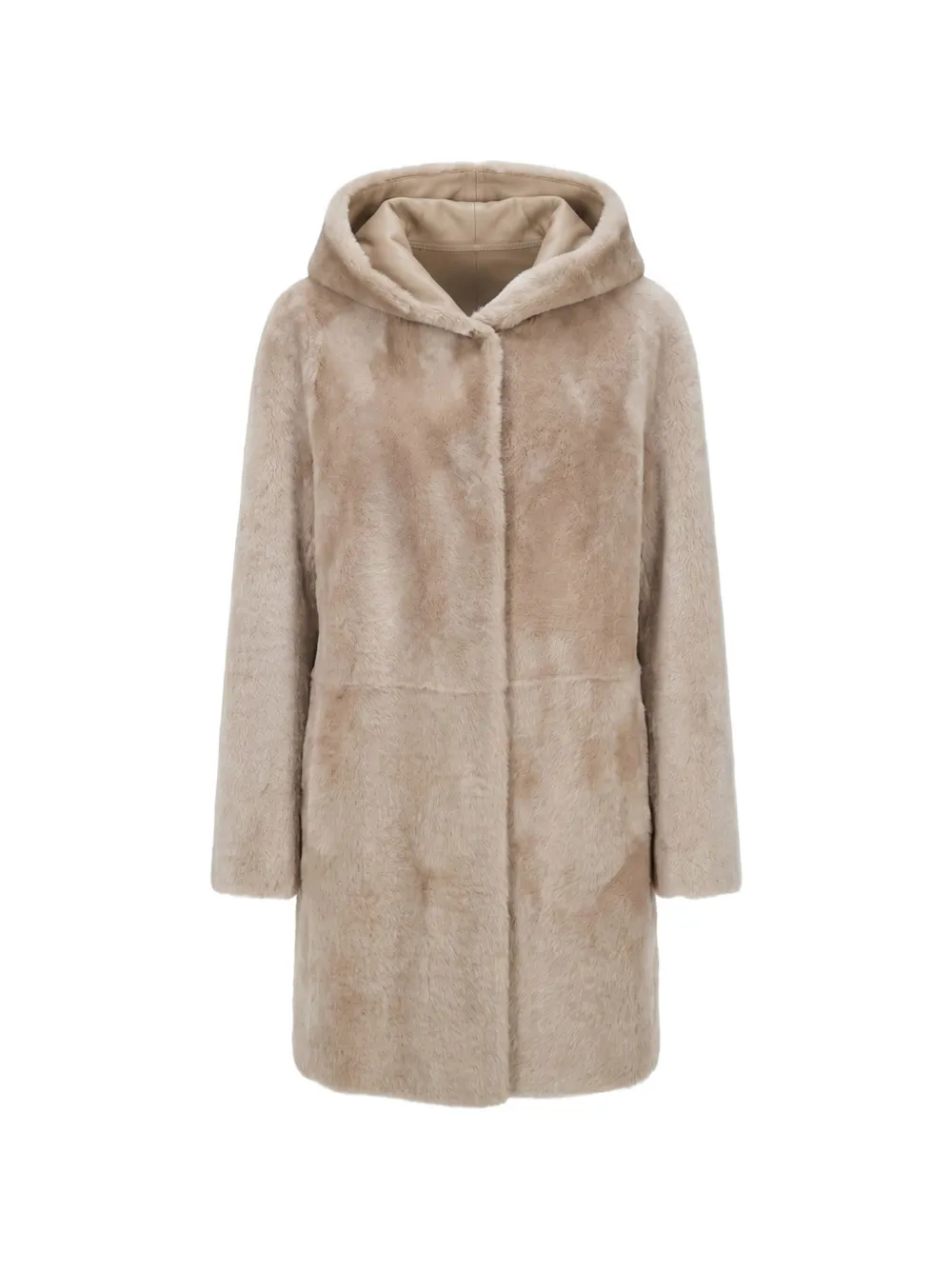 Manzoni 24 hooded shearling coat - Toni neutri