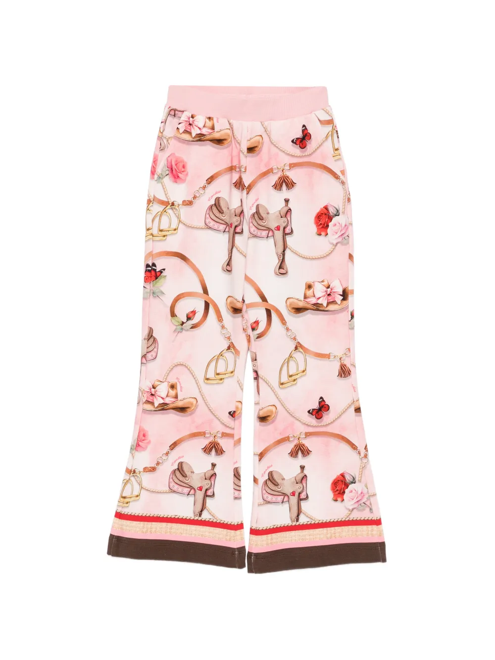 Monnalisa equestrian-print flared trousers - Rosa