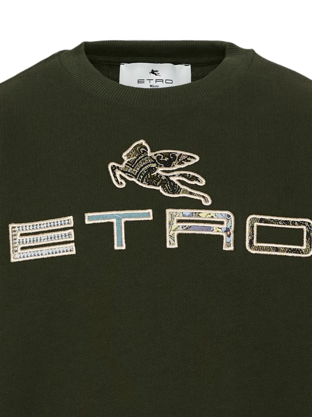 ETRO KIDS Pegasus trui met logo-patch Groen