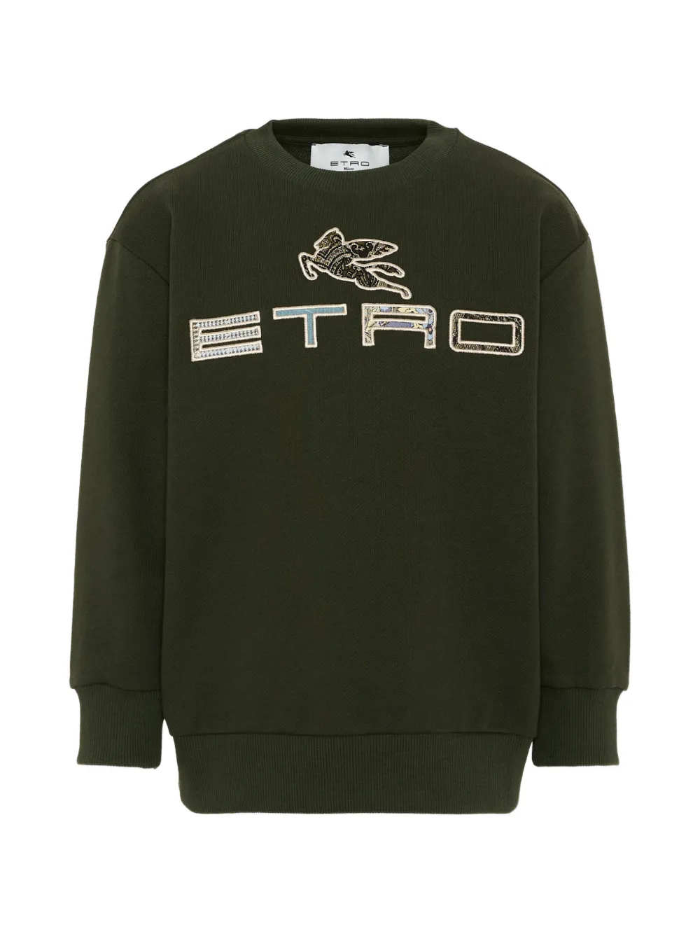 ETRO KIDS pegasus logo-patch sweater - Verde