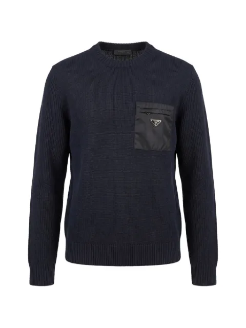 Prada logo-plaque zip-pocket sweater