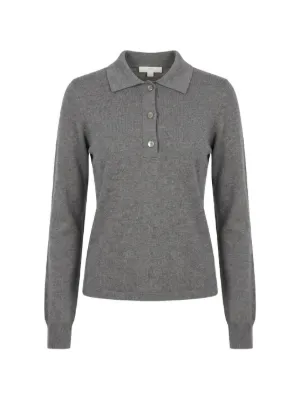 Miu Miu Ribbed Jersey Polo Shirt | Grey | FARFETCH
