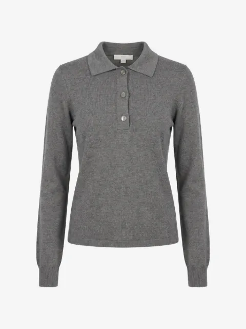 Malo ribbed long-sleeve knitted polo top
