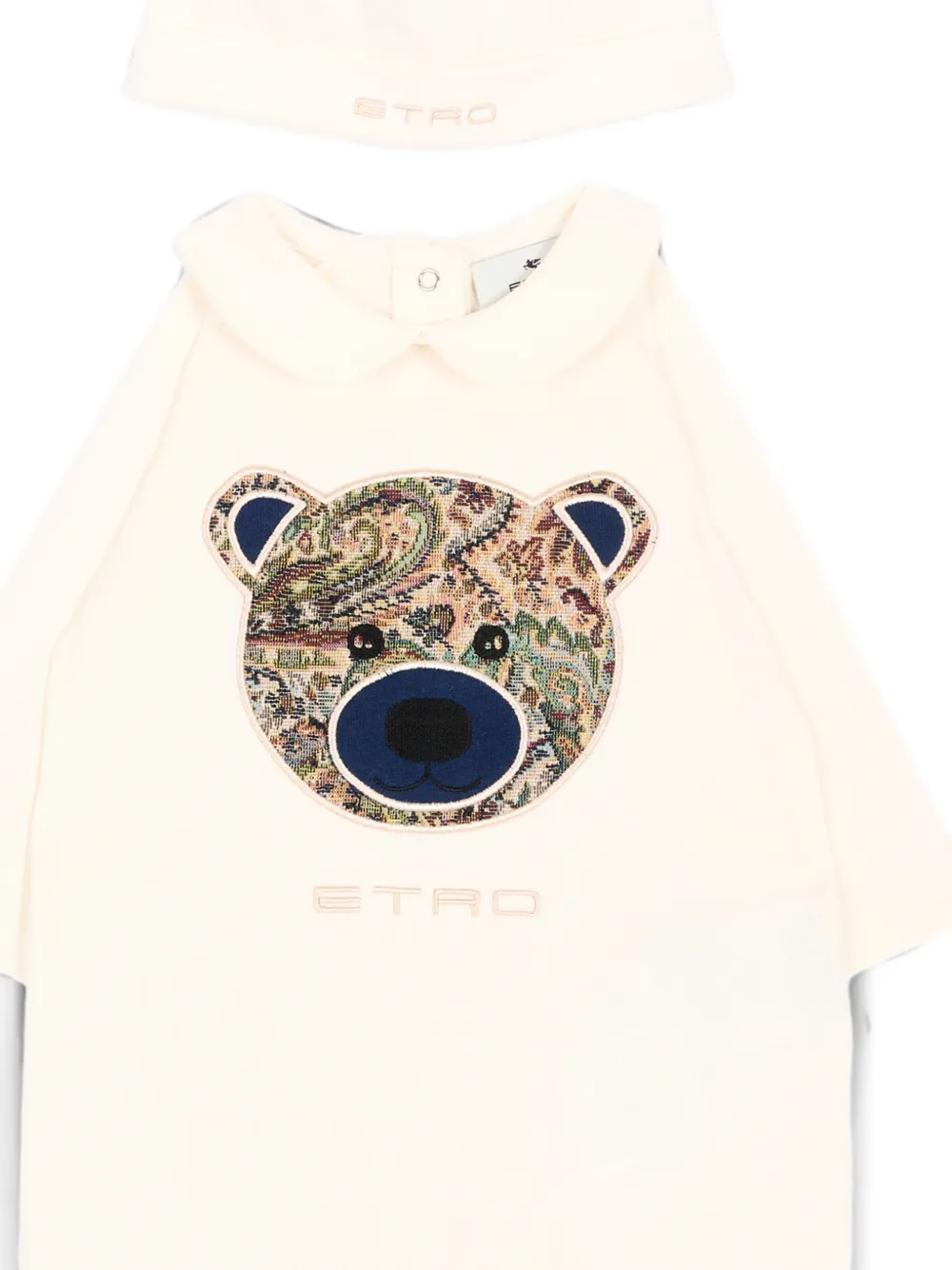 ETRO KIDS Rompers met paisley-patch en muts Wit