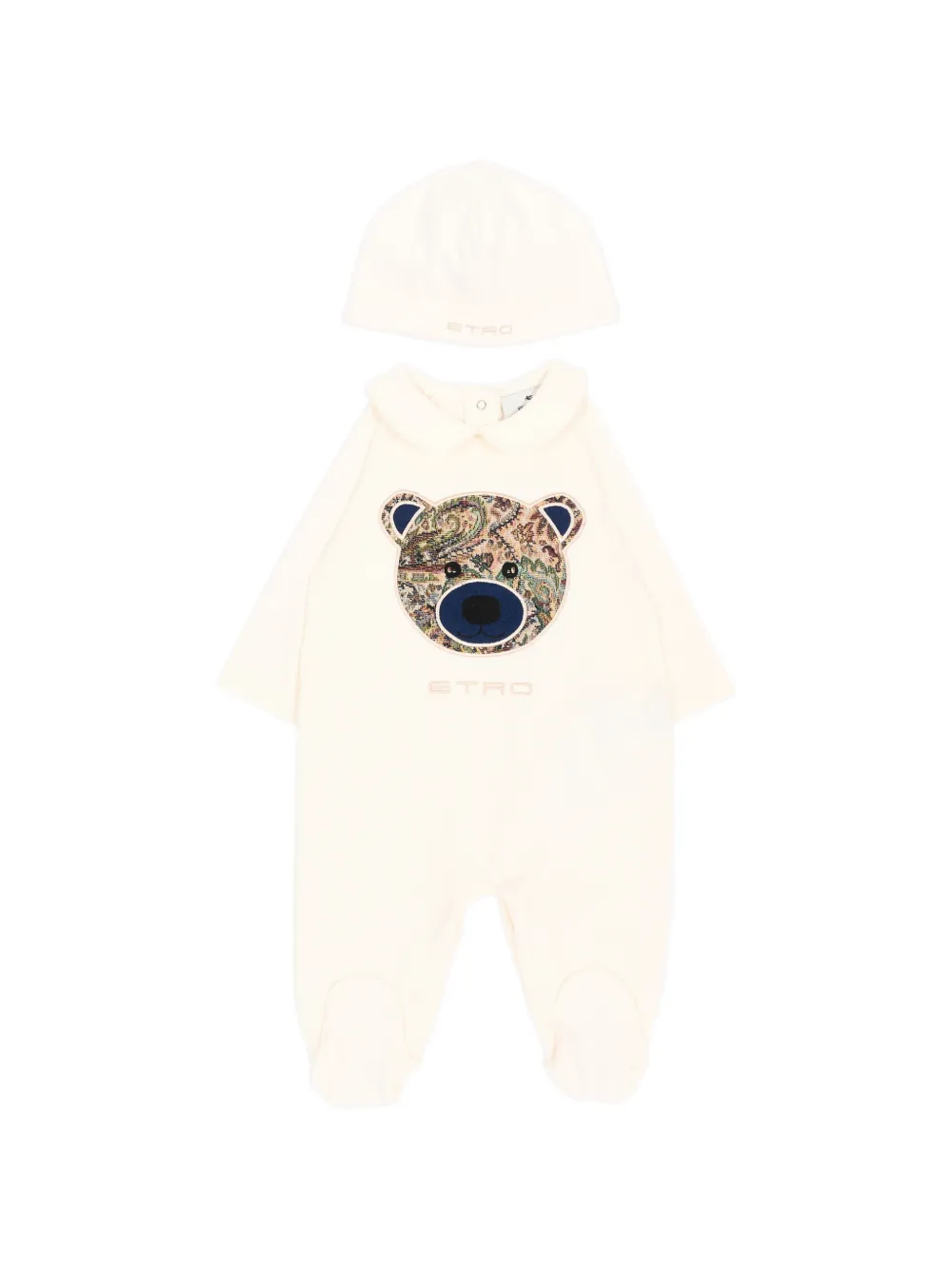 ETRO KIDS paisley-patch beanie hat babywear set (set of two) - Bianco