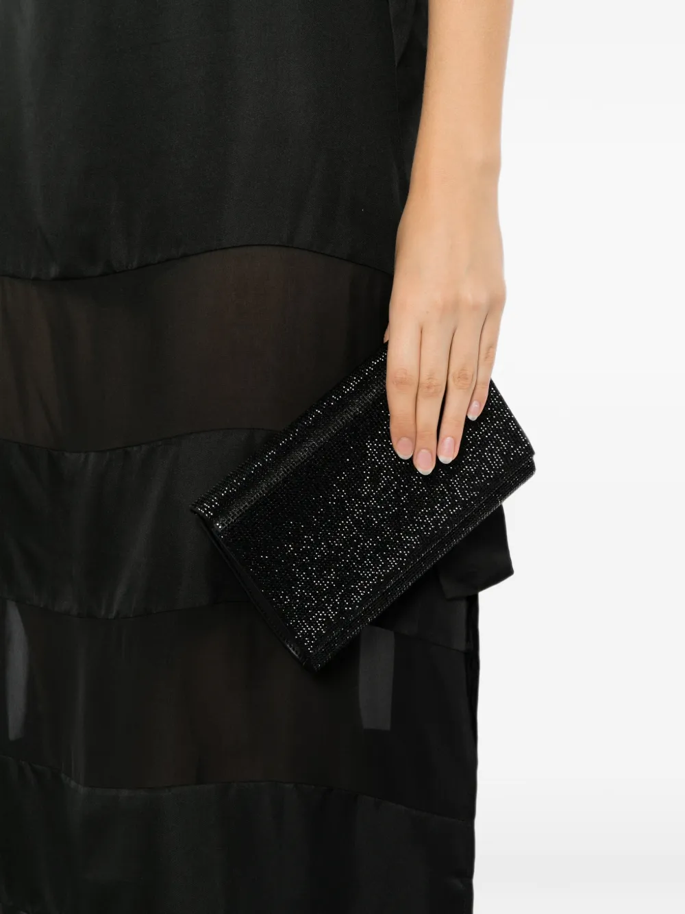 René Caovilla Clutch verfraaid met kristallen Zwart