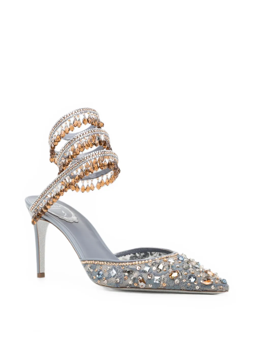 René Caovilla 100mm Christy crystal-embellished pumps Blauw