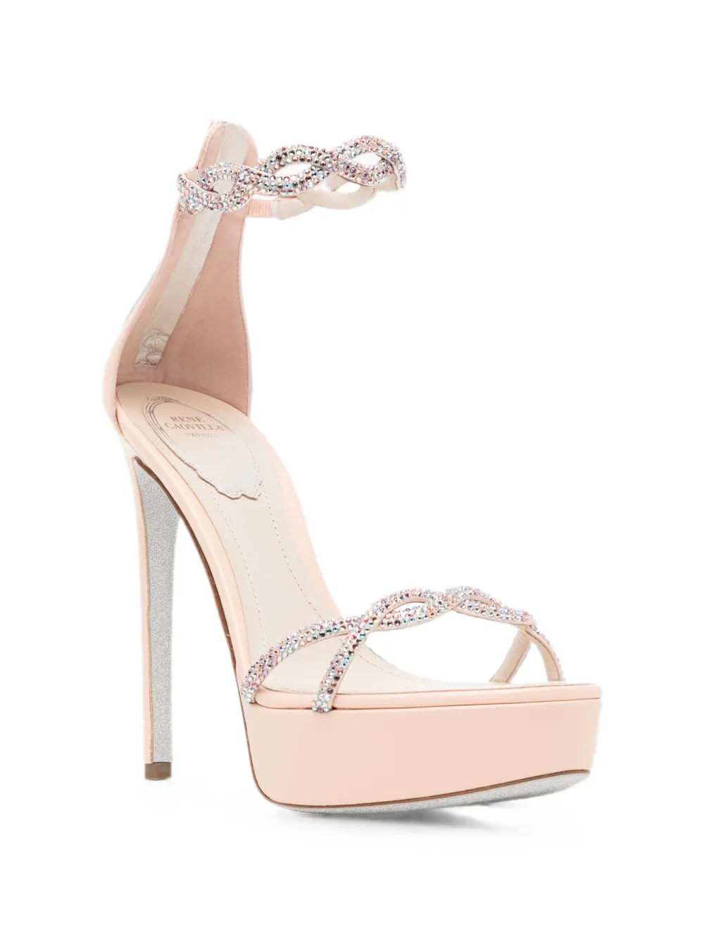 René Caovilla 130mm Braid Fondant sandals Beige