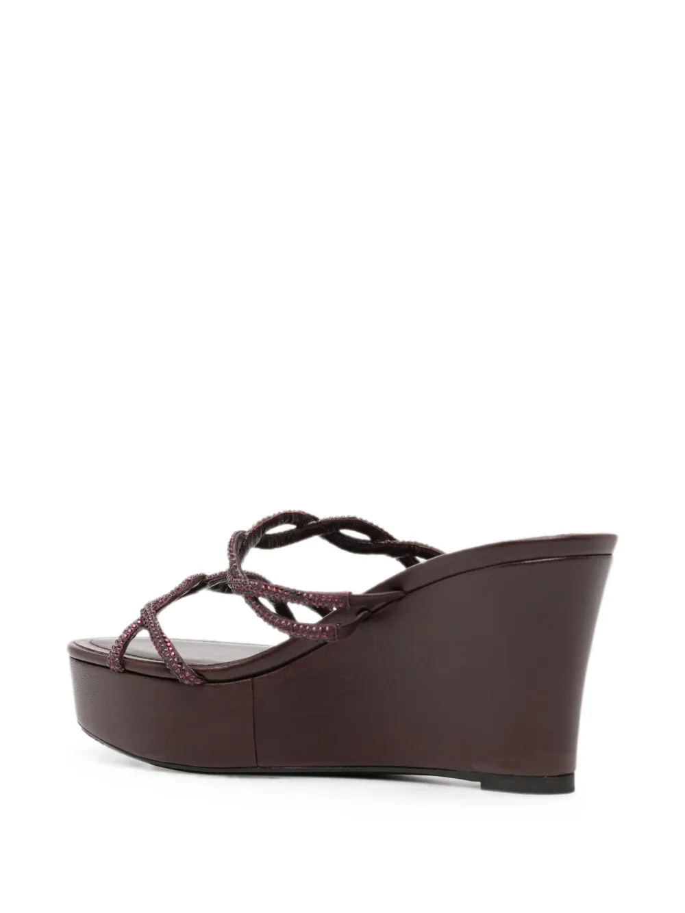 René Caovilla 80mm Braid crystal-embellished wedge sandals Paars