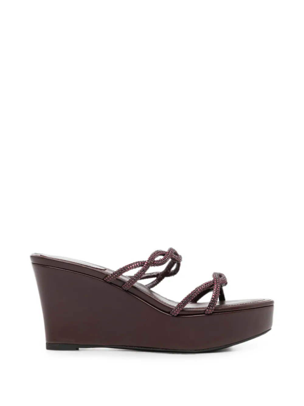 René Caovilla 80mm Braid crystal-embellished wedge sandals Paars