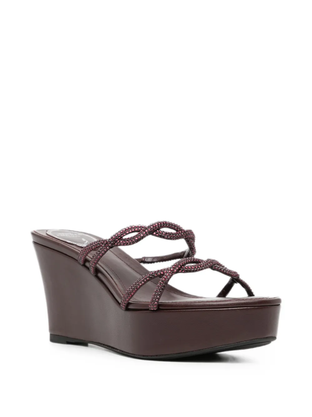 René Caovilla 80mm Braid crystal-embellished wedge sandals Paars